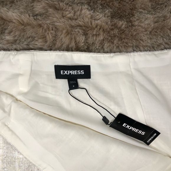 Express Cream High Waisted Tweed A-Line Mini Skirt NWT - Picture 4 of 5